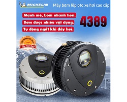 Máy bơm lốp oto xe hơi hàng hiệu Michelin loại khỏe bơm nhanh tự động ngắt khi đủ áp 4389 (Màu Đen)